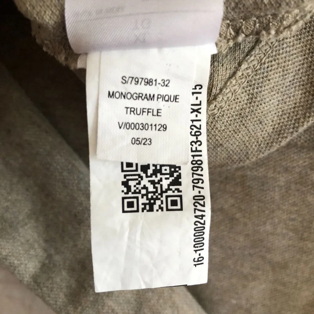 Banana Republic Pique Polo Shirt XL Mens Tan Monogram Cotton Logo Rugby Golf Dad